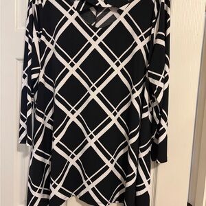 Cato Black and White Geometric Blouse